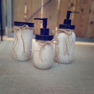 Vintage inspired Bathroom 3pc Mason jar set ,